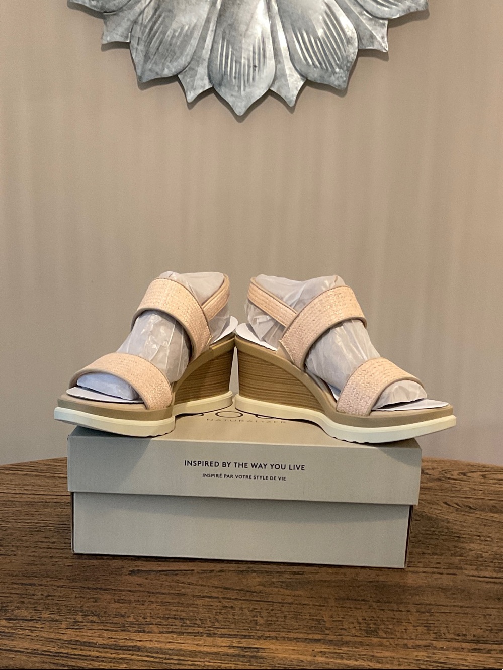 SOUL Naturalizer Beige Strap Wedge Sandals